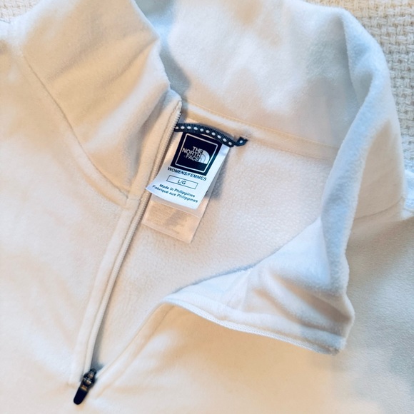 THE NORTH FACE TKA 100 White Fleece Quarter-Zip Pullover Sweatshirt Top Sweater - Picture 13 of 16
